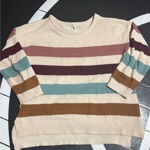 Maurices Cream and Multicolor Striped Sweater